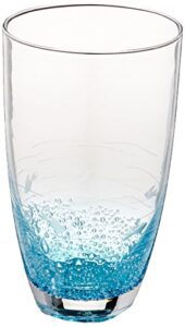 abbott collection fish cut glass high ball, blue