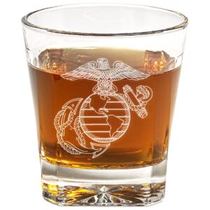 us marine corps emblem whiskey glass (set of two) – marine corps engraved exquisite whiskey glass - gifts for whiskey lovers - marine corps present for retirement, birthday – marine corps home décor