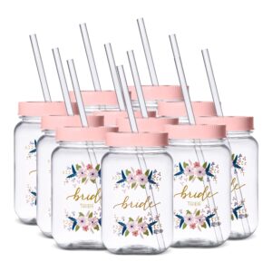samantha margaret - bride plastic mason jar tumbler for bachelorette parties, weddings, bridesmaid gifts, reusable cup with lid and straw, 16oz - 1 tumbler