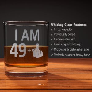 Promotion & Beyond I AM 49 PLUS 1 Whiskey Glass - Funny Sarcastic Finger 50th Birthday Gift