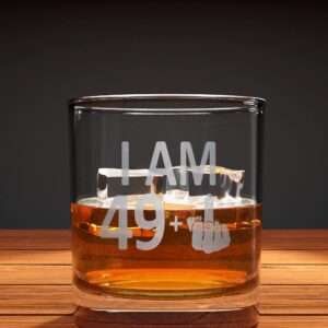 Promotion & Beyond I AM 49 PLUS 1 Whiskey Glass - Funny Sarcastic Finger 50th Birthday Gift