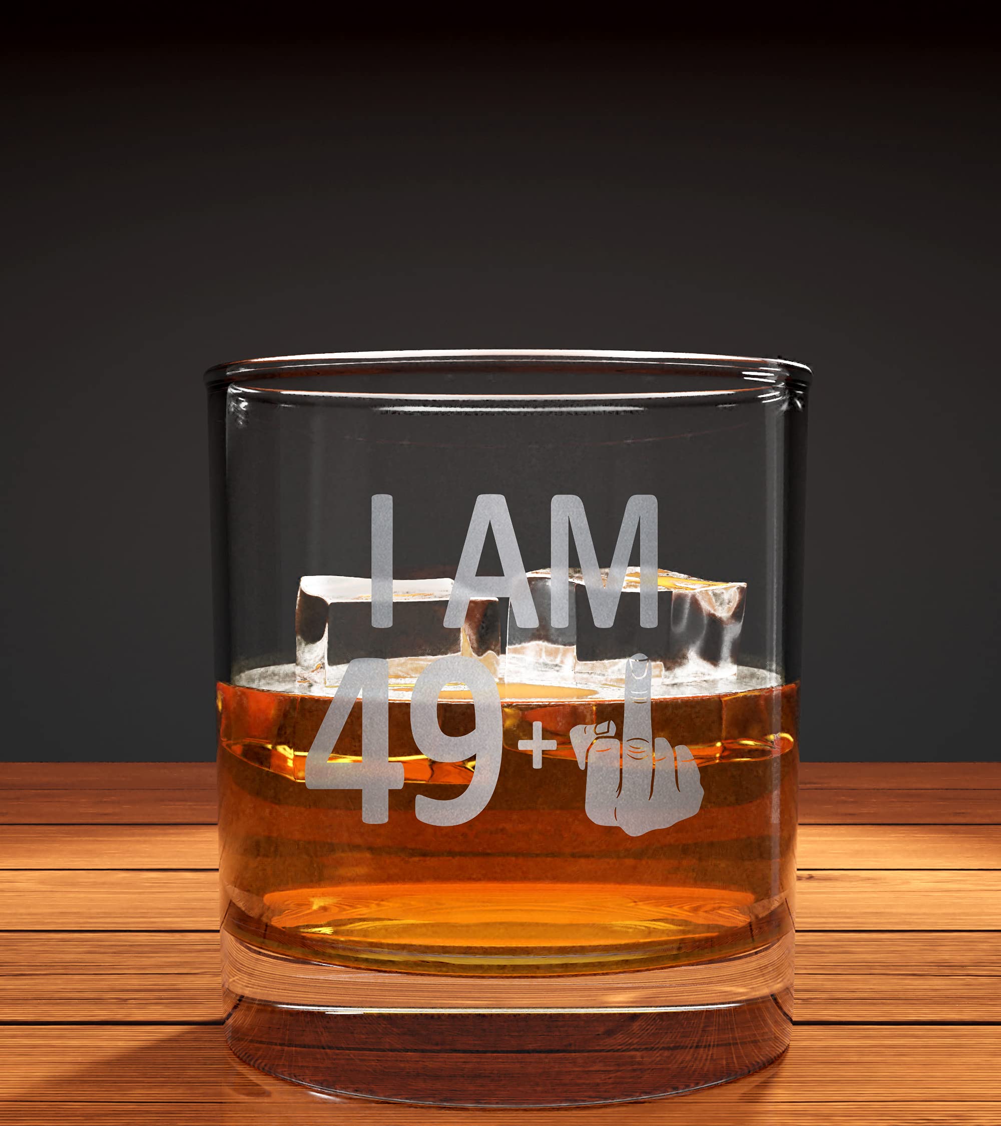 Promotion & Beyond I AM 49 PLUS 1 Whiskey Glass - Funny Sarcastic Finger 50th Birthday Gift