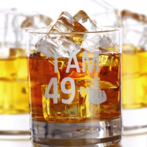 Promotion & Beyond I AM 49 PLUS 1 Whiskey Glass - Funny Sarcastic Finger 50th Birthday Gift