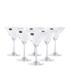 Crystalex Martini Glasses Set of 6, Hand-blown Crystal Cocktail Glass For Espresso, Cosmopolitan, Manhattan, Gimlet, Cocktail Party, Stemless 100% Lead-Free Glassware (7 Oz)