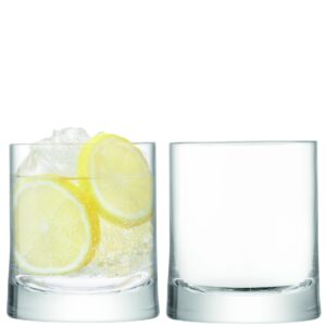 lsa gin tumblers in clear with subtly flared base - durable mouth blown drinking glasses - 10 oz drinkware - pack of 2