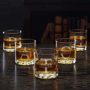 oakmont personalized groomsmen whiskey glasses, set of 5 (custom product)