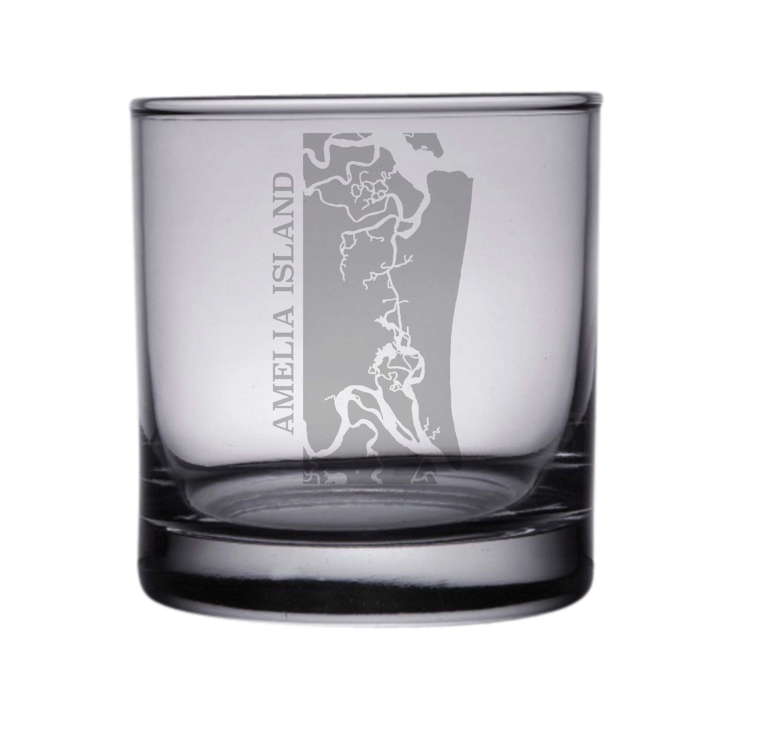 HullSpeed Designs Amelia Island Map - Engraved Rocks Glasses Set of 2