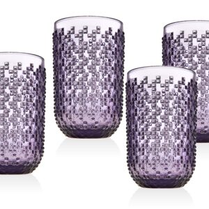 Godinger Tumbler Glasses, Highball Glasses, Drinking Glass, Glass Cup, Alba Amethyst - 12 oz – Set of 4