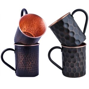 staglife 16 oz black diamond moscow mule copper mugs for men [set of 2] 16 oz moscow mule copper mugs [set of 2]