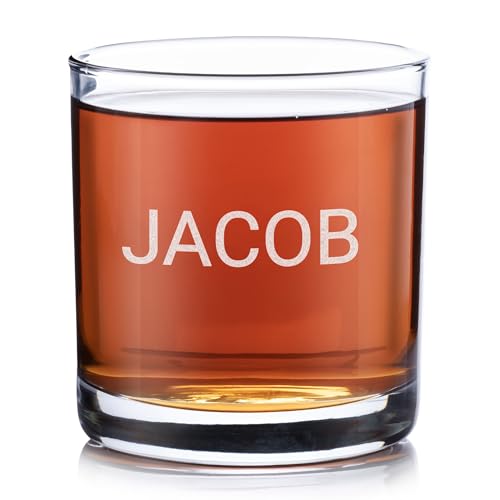 Lifetime Creations Engraved Personalized Name Whiskey Glass 10.5 oz - Old Fashioned Rocks Glass with Name, Monogrammed Scotch Glass Groomsmen Gift, Dishwasher Safe