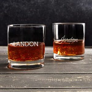 Lifetime Creations Engraved Personalized Name Whiskey Glass 10.5 oz - Old Fashioned Rocks Glass with Name, Monogrammed Scotch Glass Groomsmen Gift, Dishwasher Safe