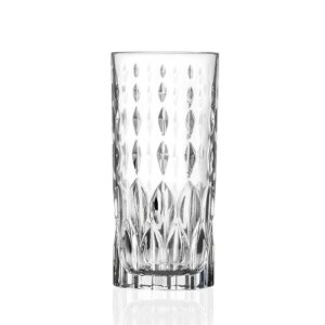 rcr crystal 6 piece marilyn whisky glasses set - modern cut glass cocktail tumblers - 337ml