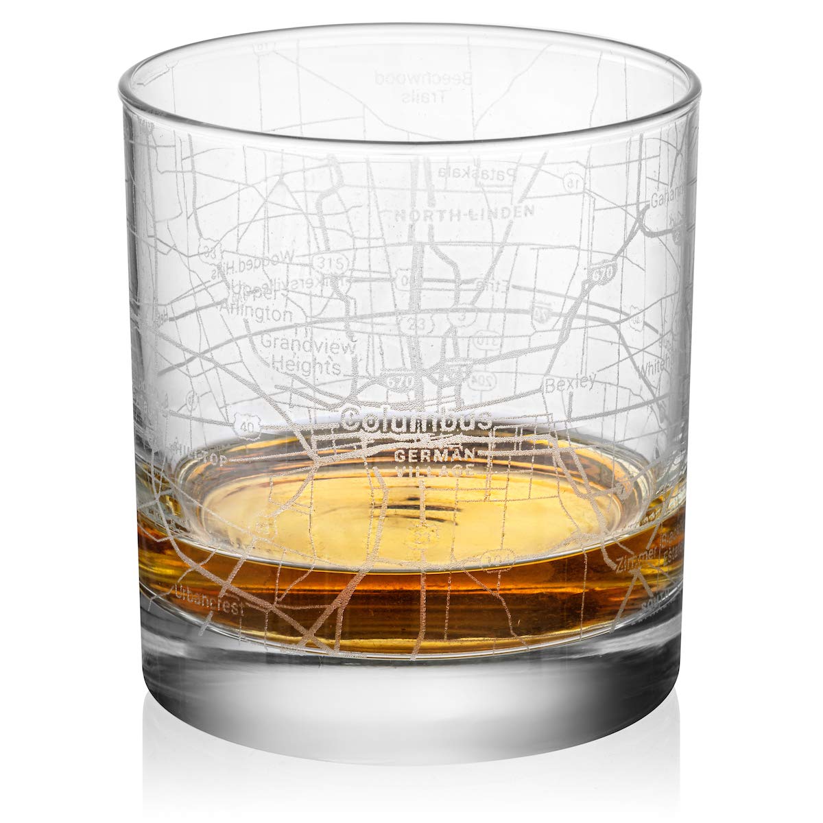 Rocks Whiskey Old Fashioned 11oz Glass Urban City Map Columbus Ohio