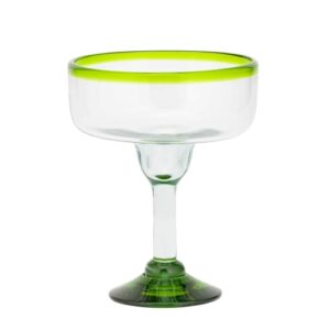 Amici Home Lime Rim Margarita Glass | Set of 4 | Authentic Mexican Handmade Glassware | Bar Glasses for Cocktails, Pina Coladas, Other Beverages | 15 Oz