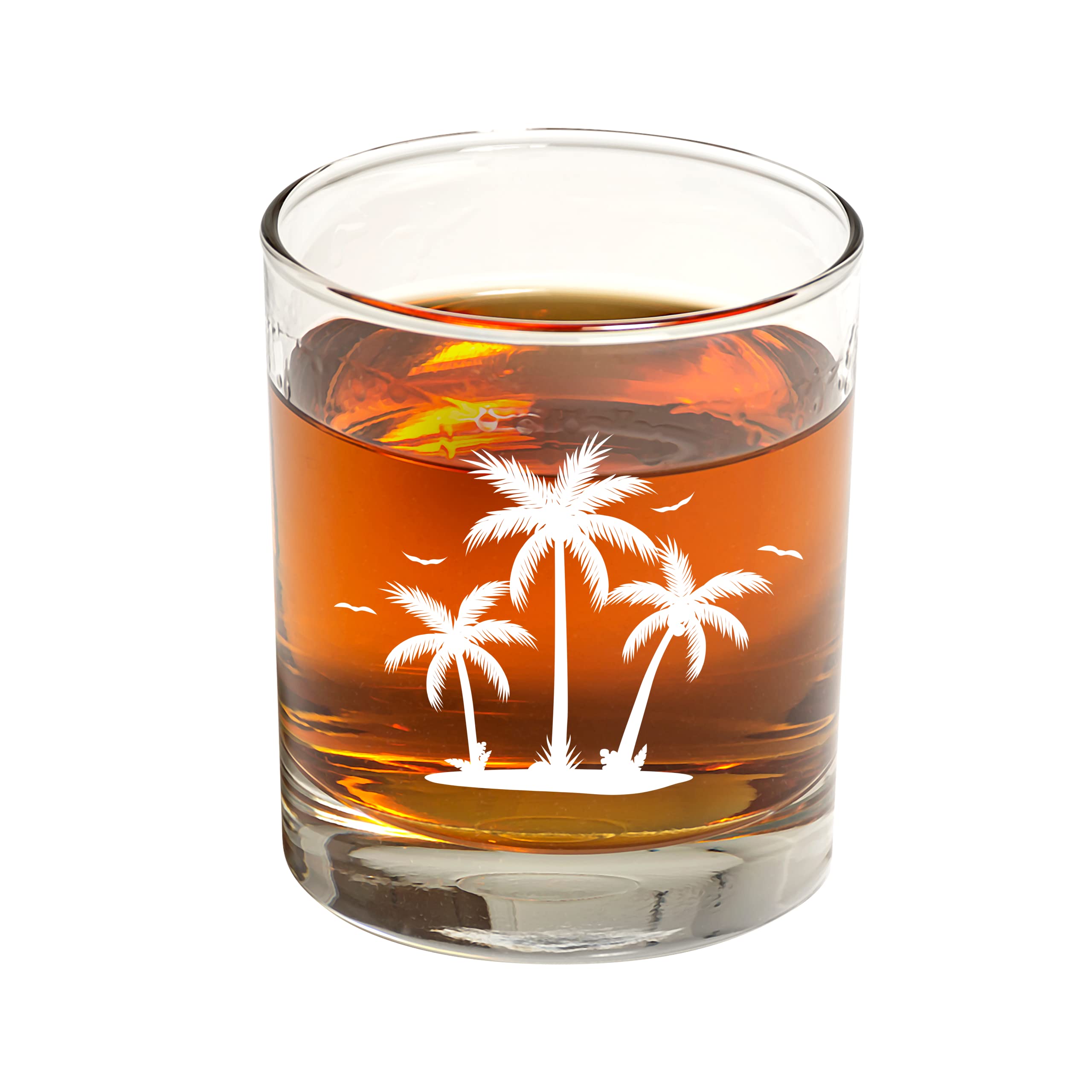 PrestigeHaus Palm Tree Cocktail Glass Set (Set of 2) -Tropical Beach Theme Rocks Glasses, Whiskey Glasses, Old-Fashioned Glasses for Beach House/AirBnB