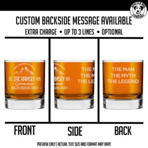 Personalized Etched 11oz Whiskey Glass - Custom Engraved Bourbon Christmas Gifts for Men, Dad Scotch Drinking Birthday Glasses, Groomsmen, Liquor Cocktail Rocks Old Fashioned, Ramsey