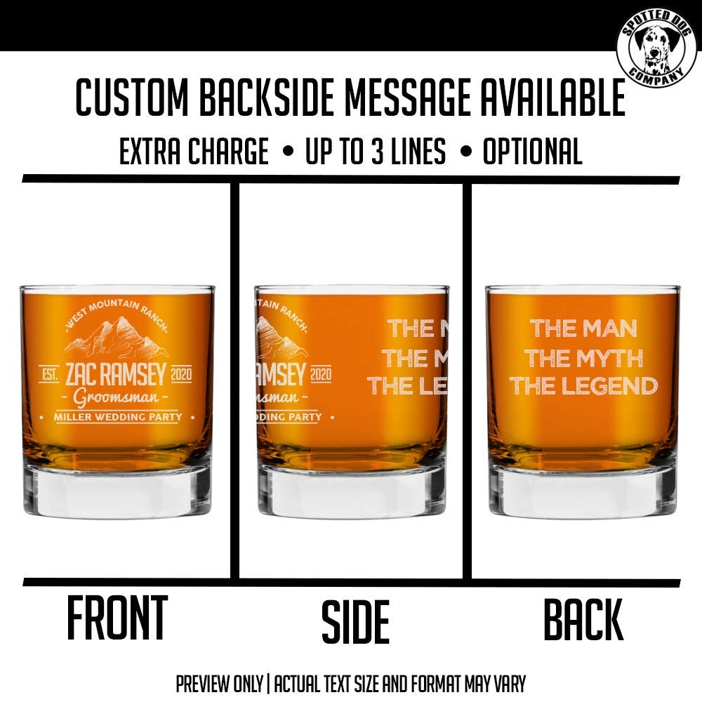 Personalized Etched 11oz Whiskey Glass - Custom Engraved Bourbon Christmas Gifts for Men, Dad Scotch Drinking Birthday Glasses, Groomsmen, Liquor Cocktail Rocks Old Fashioned, Ramsey