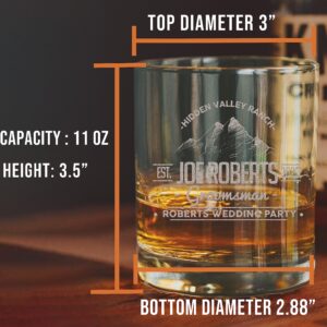 Personalized Etched 11oz Whiskey Glass - Custom Engraved Bourbon Christmas Gifts for Men, Dad Scotch Drinking Birthday Glasses, Groomsmen, Liquor Cocktail Rocks Old Fashioned, Ramsey