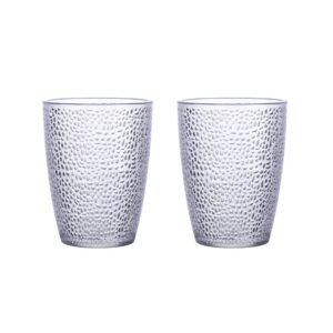 eilramir acrylic drinking highball glasses colorful beer cup plastic rocks glasses ideal for bar, kitchen, cocktail, juice beverages, water unbreakable set of 2(9.5oz) (clear,9.5oz)