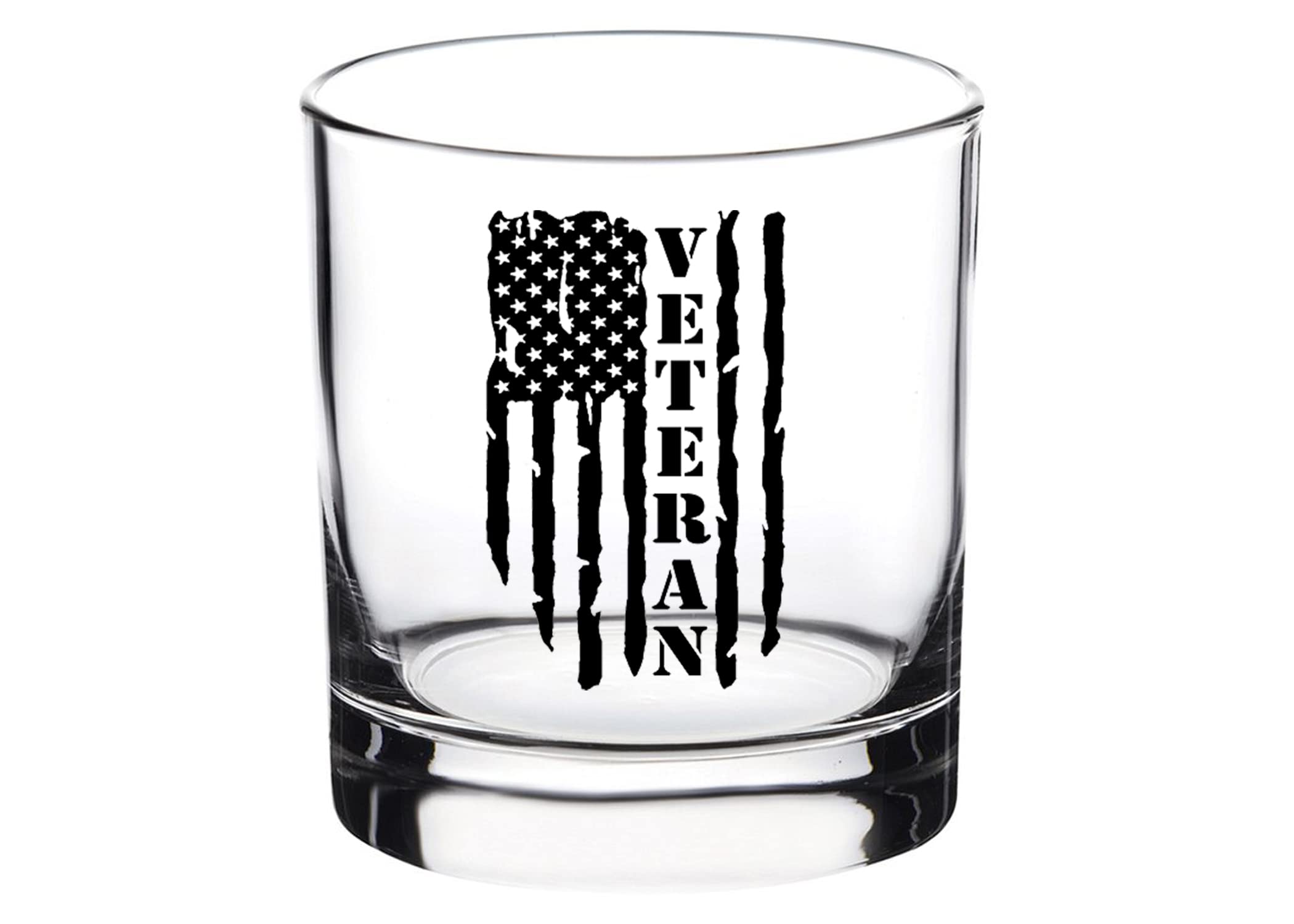 Rogue River Tactical USA Tattered Flag Veteran Old Fashioned Glass Gift For Military Vet