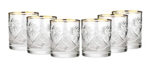 world gifts set of 6 vintage russian crystal whisky glasses - 24k gold rim old-fashioned rocks glasses