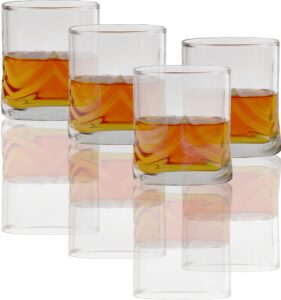 circleware cg scoiety heritage heavy base whiskey glass drinking glasses, set of 4, glassware for water, juice, beer bar liquor dining decor beverage cups gifts, 11.25 oz, heritage dof