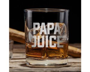papa juice custom personalized whiskey glass - funny gift for dad uncle grandpa from daughter son wife - father's day