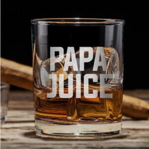 PAPA JUICE Custom Personalized Whiskey Glass - Funny Gift for Dad Uncle Grandpa From Daughter Son Wife - Father's Day