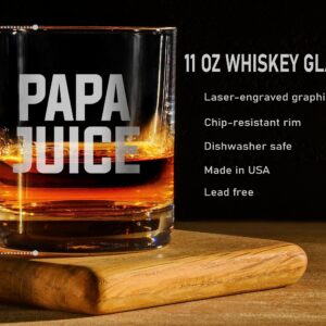 PAPA JUICE Custom Personalized Whiskey Glass - Funny Gift for Dad Uncle Grandpa From Daughter Son Wife - Father's Day