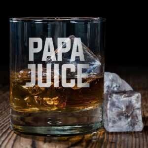 PAPA JUICE Custom Personalized Whiskey Glass - Funny Gift for Dad Uncle Grandpa From Daughter Son Wife - Father's Day