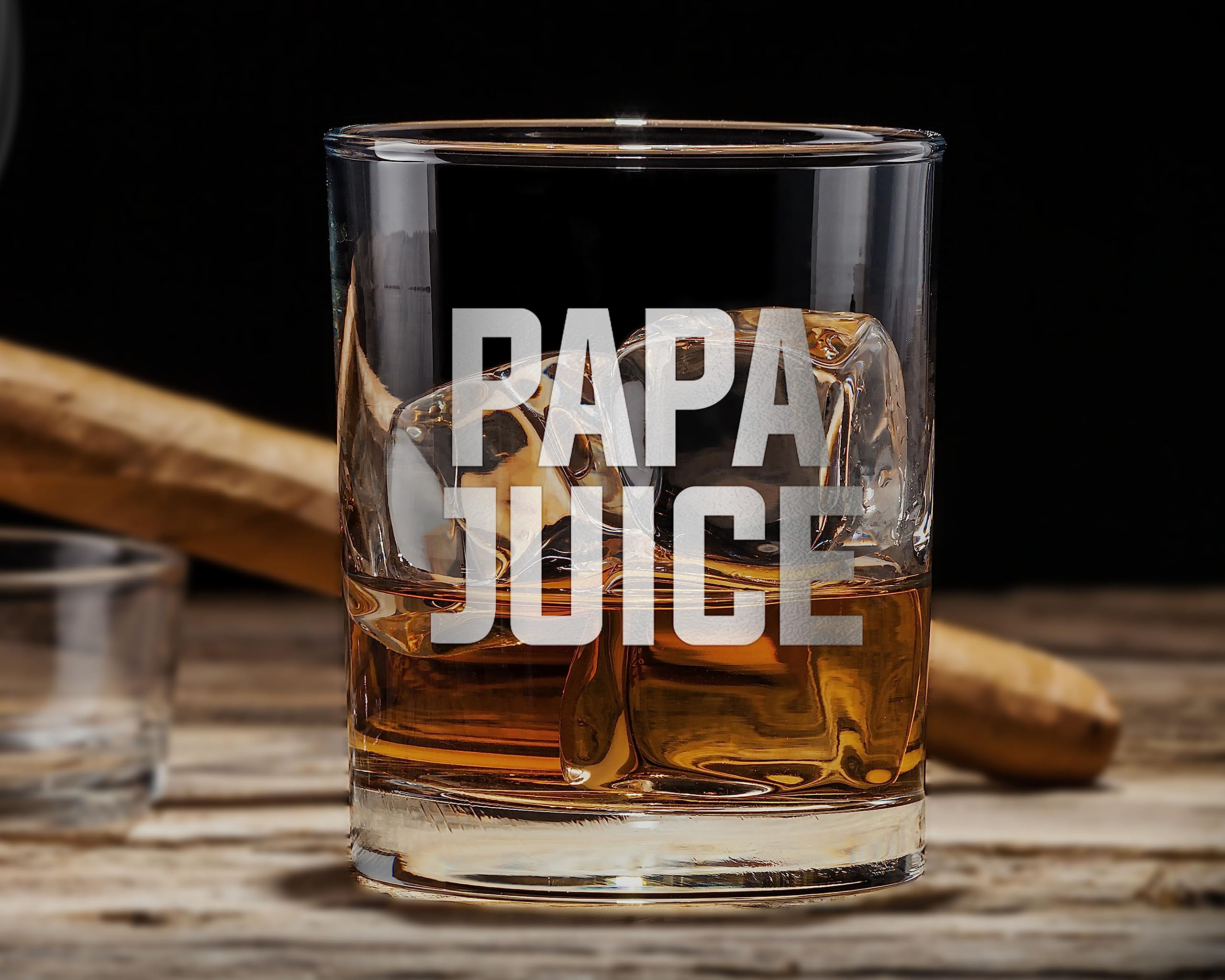 PAPA JUICE Custom Personalized Whiskey Glass - Funny Gift for Dad Uncle Grandpa From Daughter Son Wife - Father's Day