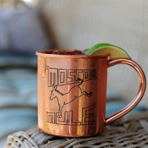 Alchemade 100% Pure Copper 14 Oz Mug with Retro Mule Logo For Moscow Mules, and Other Cocktails - Keeps Drinks Cold Longer - Made to Stay Tarnish Free