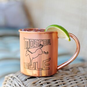 Alchemade 100% Pure Copper 14 Oz Mug with Retro Mule Logo For Moscow Mules, and Other Cocktails - Keeps Drinks Cold Longer - Made to Stay Tarnish Free