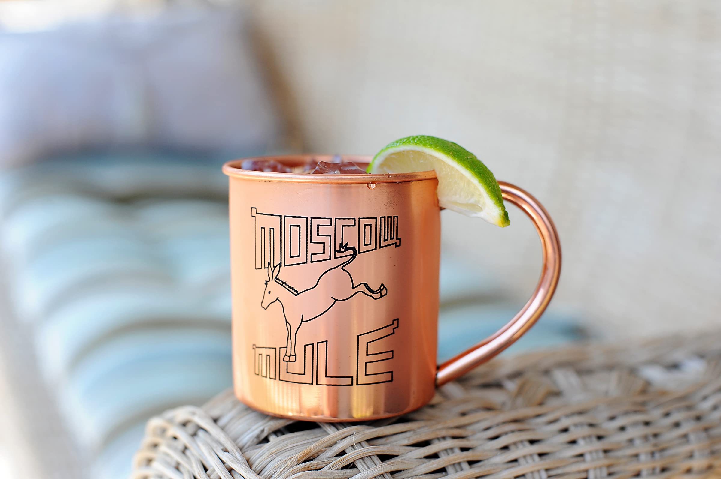 Alchemade 100% Pure Copper 14 Oz Mug with Retro Mule Logo For Moscow Mules, and Other Cocktails - Keeps Drinks Cold Longer - Made to Stay Tarnish Free