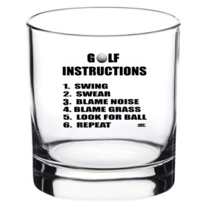 Rogue River Tactical Funny Golf Instructions Old Fashioned Whiskey Glass Drinking Gag Cup Gift For Golfer Golfing