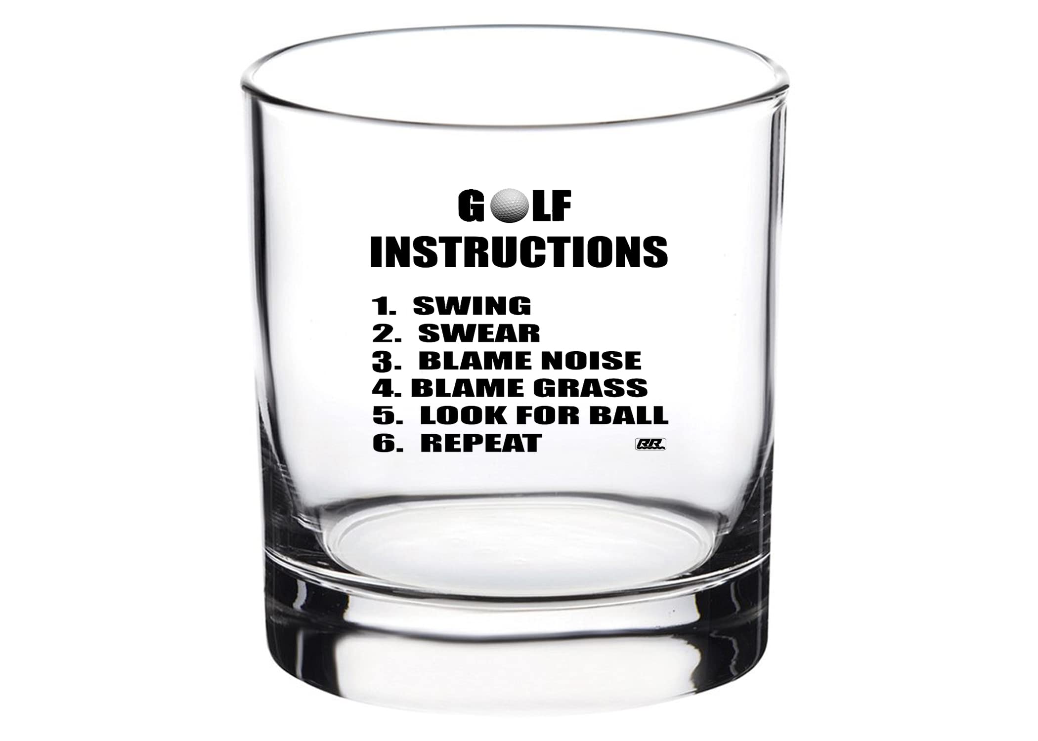 Rogue River Tactical Funny Golf Instructions Old Fashioned Whiskey Glass Drinking Gag Cup Gift For Golfer Golfing