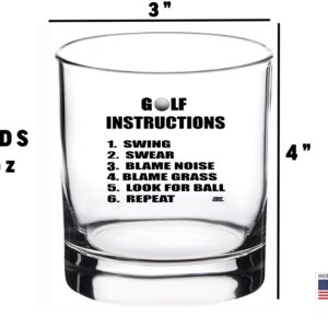 Rogue River Tactical Funny Golf Instructions Old Fashioned Whiskey Glass Drinking Gag Cup Gift For Golfer Golfing