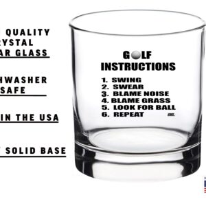 Rogue River Tactical Funny Golf Instructions Old Fashioned Whiskey Glass Drinking Gag Cup Gift For Golfer Golfing