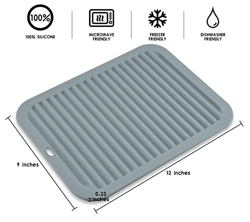 Trivets for Hot Dishes, Trivet Hot Pads for Kitchen, Silicone Trivets for Pots and Pans, Heat Resistant Mat for Tabletops, Silicone Trivet Mat for Countertops, Rectangular Dish Mat, Color Dark Gray