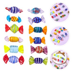 Toyvian 12Pcs Glass Candy Ornaments Vintage Murano Glass Sweets Artificial Candy Decoration for Gifts Home Party Wedding Decor ( Random Style )