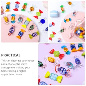 Toyvian 12Pcs Glass Candy Ornaments Vintage Murano Glass Sweets Artificial Candy Decoration for Gifts Home Party Wedding Decor ( Random Style )