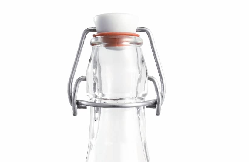 Le Parfait Pitchers | 32oz (Pack of 3) 1 Liter Glass Swing Top Milk Pitcher with Printed Logo & Airtight Swing Stopper | Glass Pitcher for Drinks, Smoothie, Preserving Juices & Salad Dressing