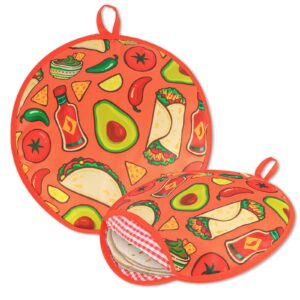 zkoo tortilla warmer pouch 12-inch, insulated tortilla holder -microwavable use fabric bag to keep food warm.ideal for tortillas & breads! (1, orange)