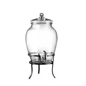 Style Setter Beverage Dispenser Cold Drink Dispenser Glass Jug, Metal Stand & Leak-Proof Acrylic Spigot Great for Parties, Weddings & More (With Metal Rack)