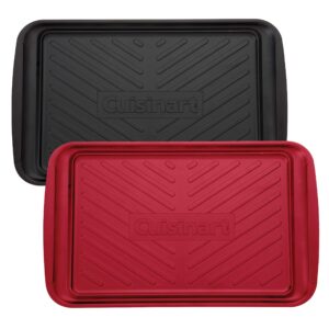 Cuisinart Grill Tray Bundle - Grilling Prep and Serve Trays (Black and Red) & Sauce Pot and Basting Brush Set