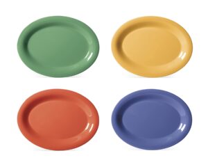g.e.t. op-950-mix-ec melamine oval serving platter / dinner plate, 9.75" x 7.25", assorted (set of 4)