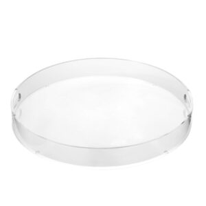 artmaze clear sturdy acrylic round tray with handles,spill proof,for kitchen (16 inch)