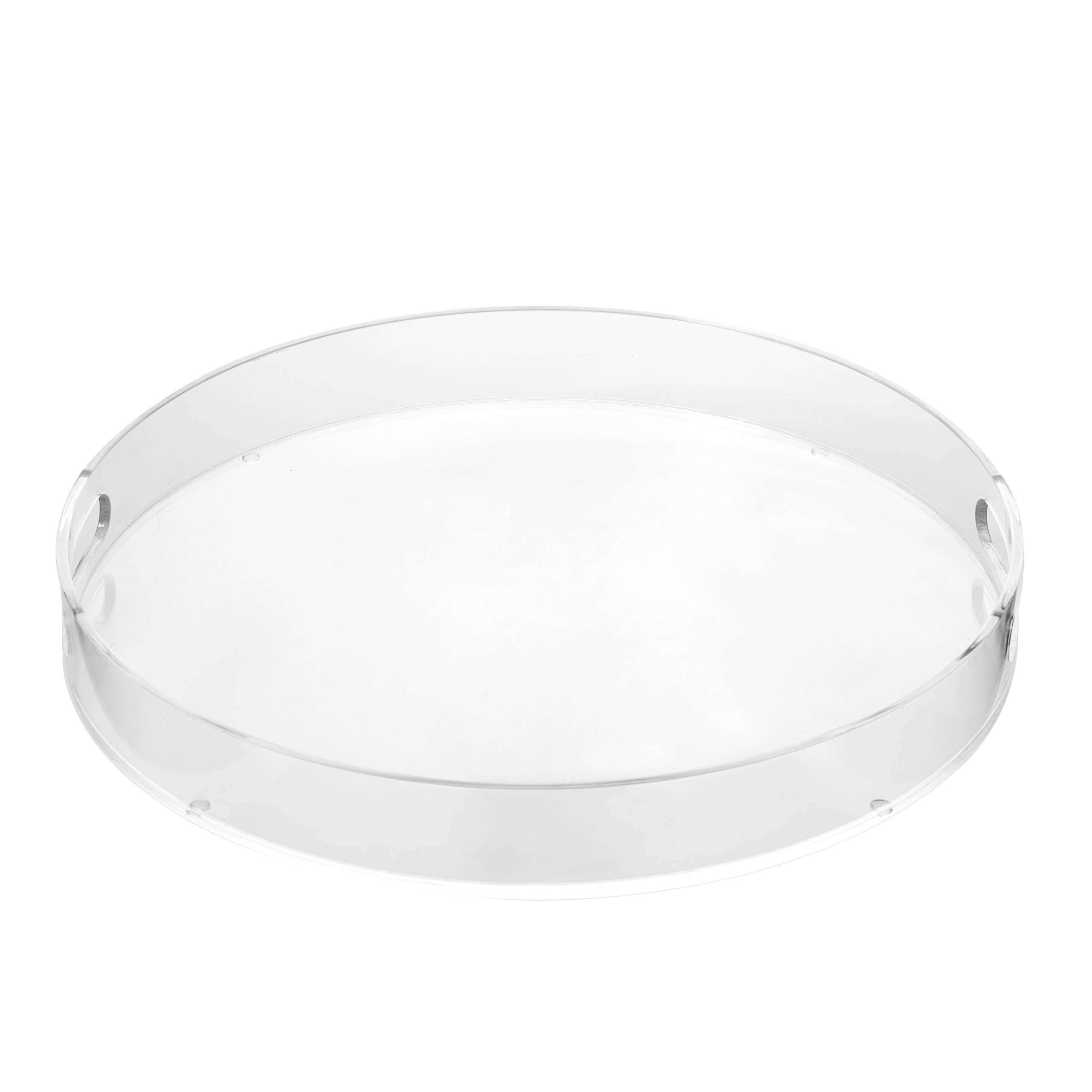 Artmaze Clear Sturdy Acrylic Round Tray with Handles,Spill Proof,for Kitchen (16 inch)