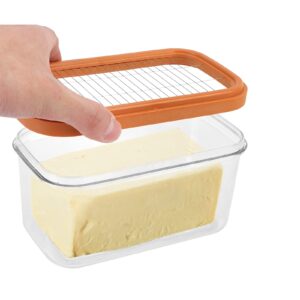 butter cutting box, butter block dish with lid and butter cutter net rectangular storage box kitchen tool, 6.6 x 3.7 x 3.7in
