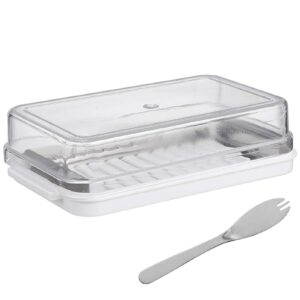 doitool butter dish butter keeper with sealed lid and cutter slicer for easy cutting and storage butter box cheese keeper for refrigerate 2 in 1 clear butter container whit